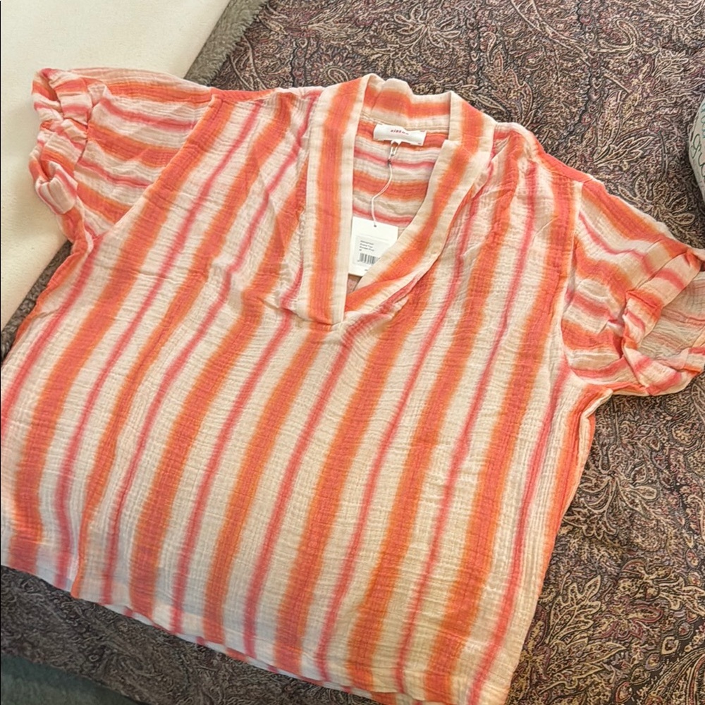 Xirena 2025 season Striped Orange and White Women's Top